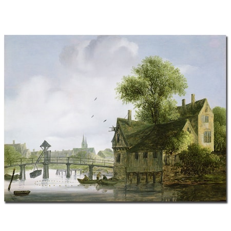 Joseph Faruquharson 'Town With A Bridge' Canvas Art,24x32